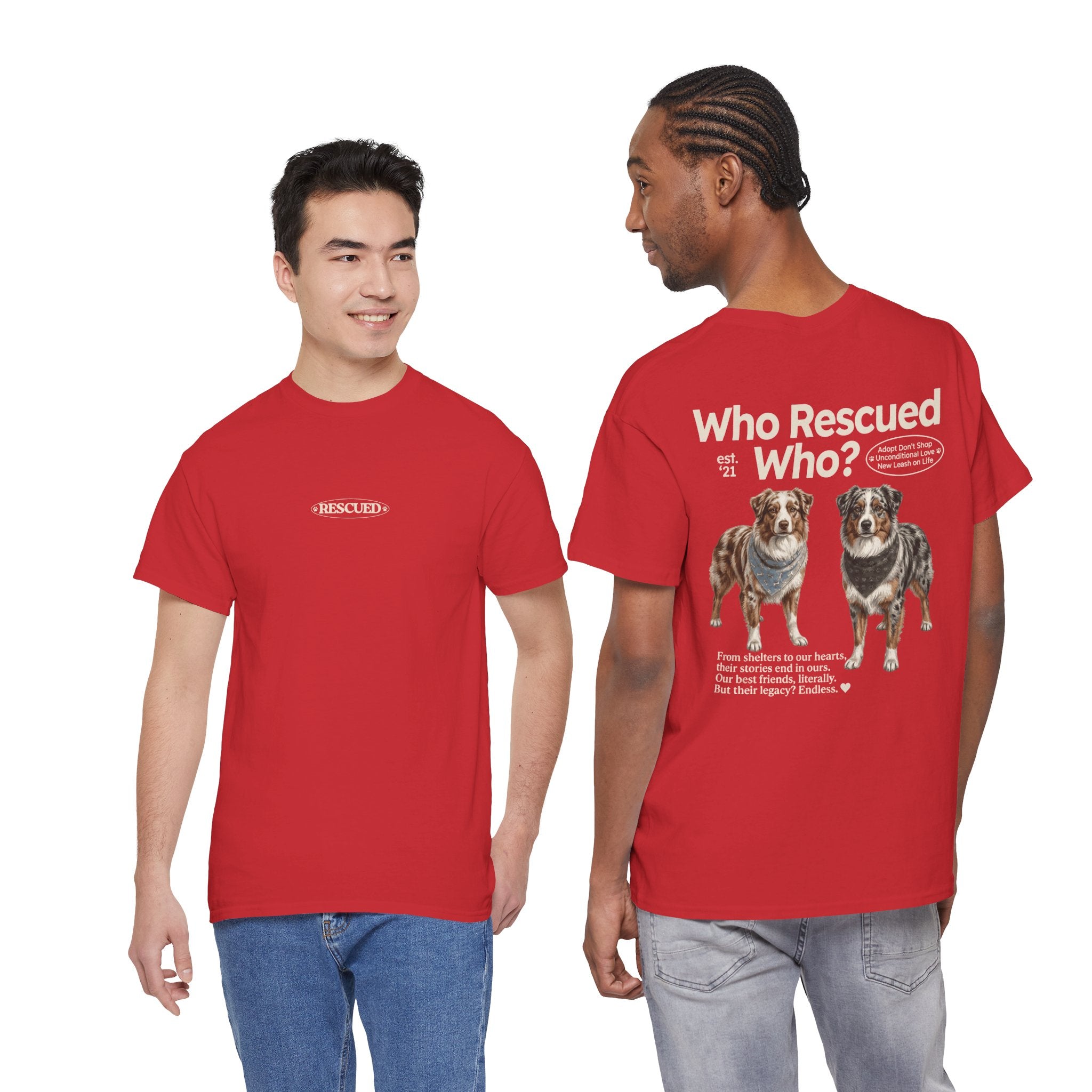 Australian Shepard - Who Rescued Who? T-Shirt