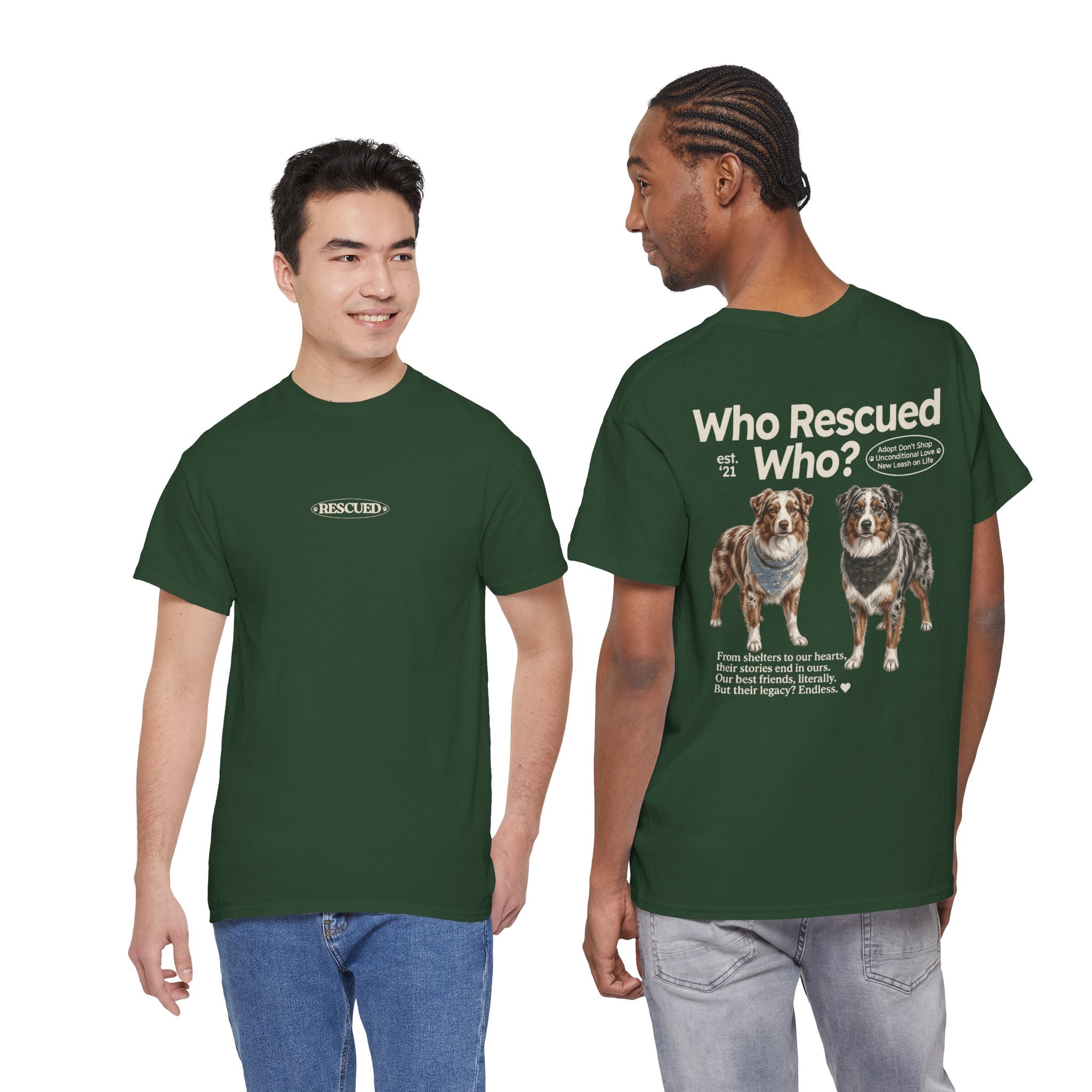 Australian Shepard - Who Rescued Who? T-Shirt