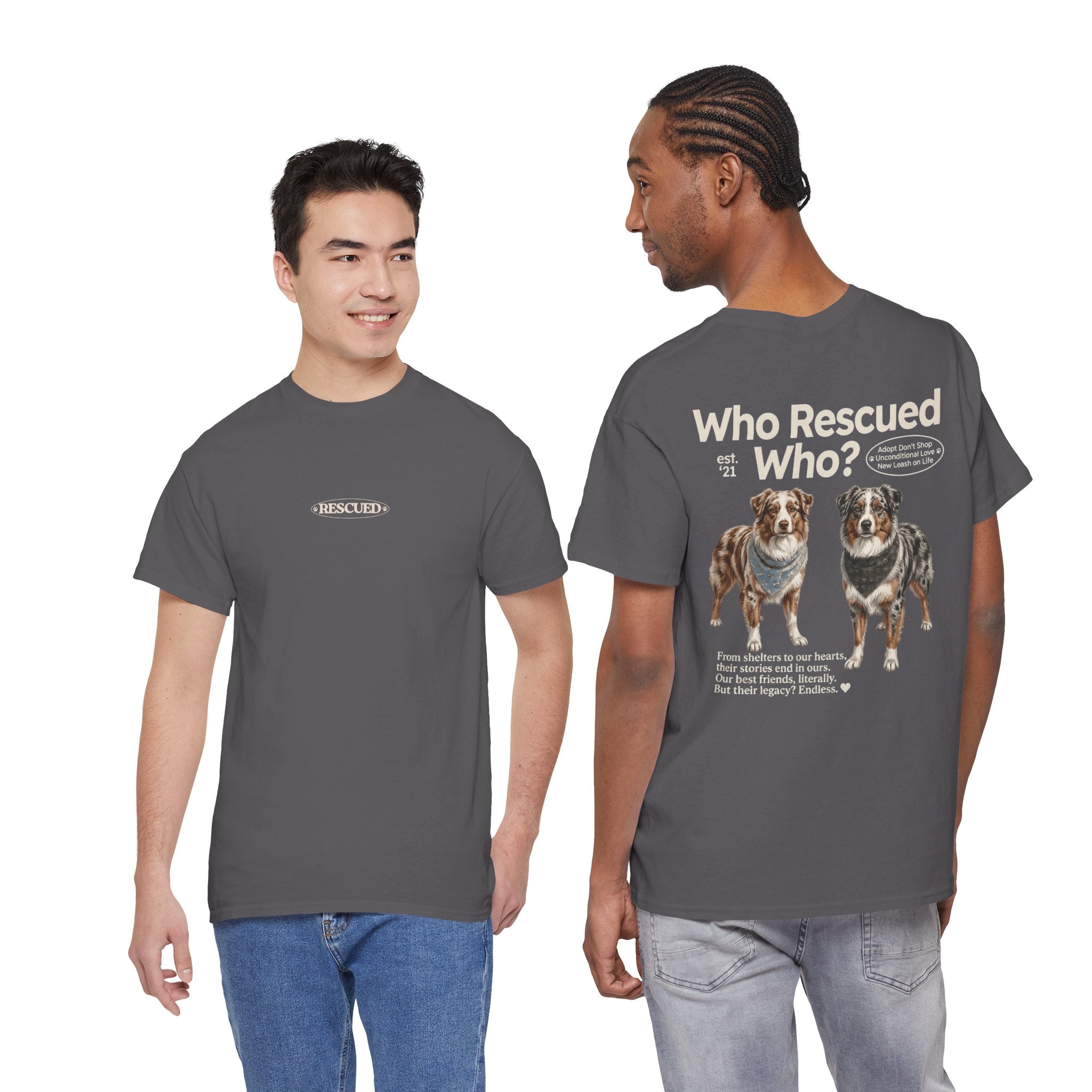 Australian Shepard - Who Rescued Who? T-Shirt