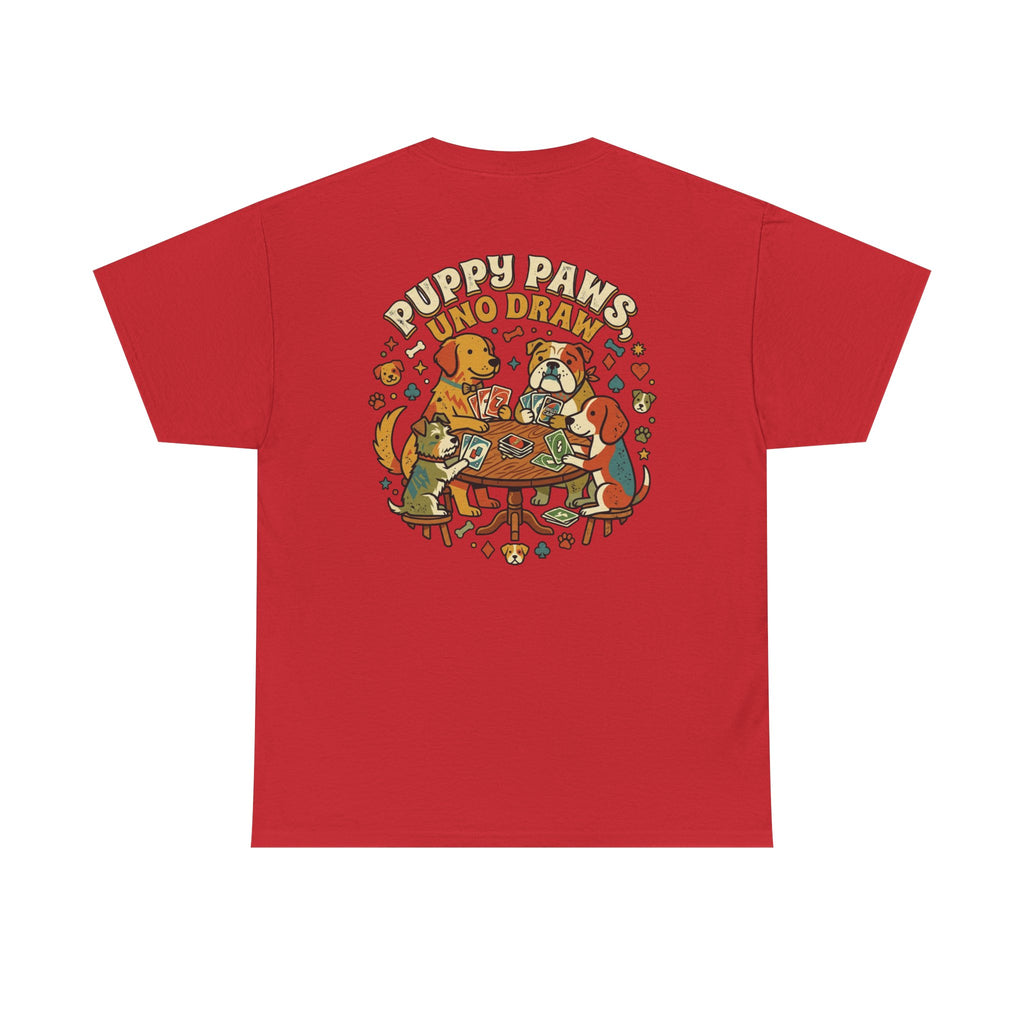 Puppy Paws, Uno Draws T-Shirt — Funny Dog Lover Card Game Tee