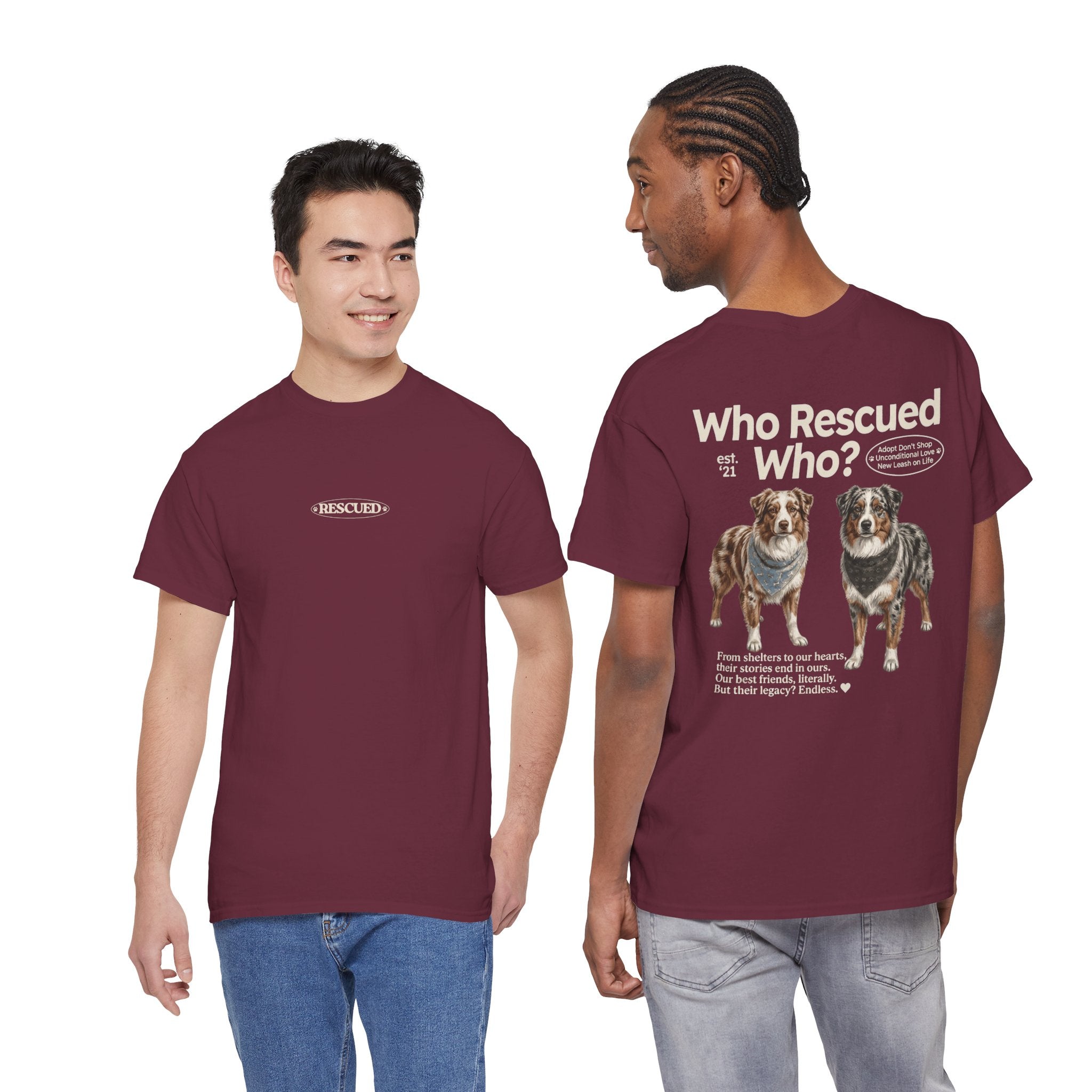 Australian Shepard - Who Rescued Who? T-Shirt