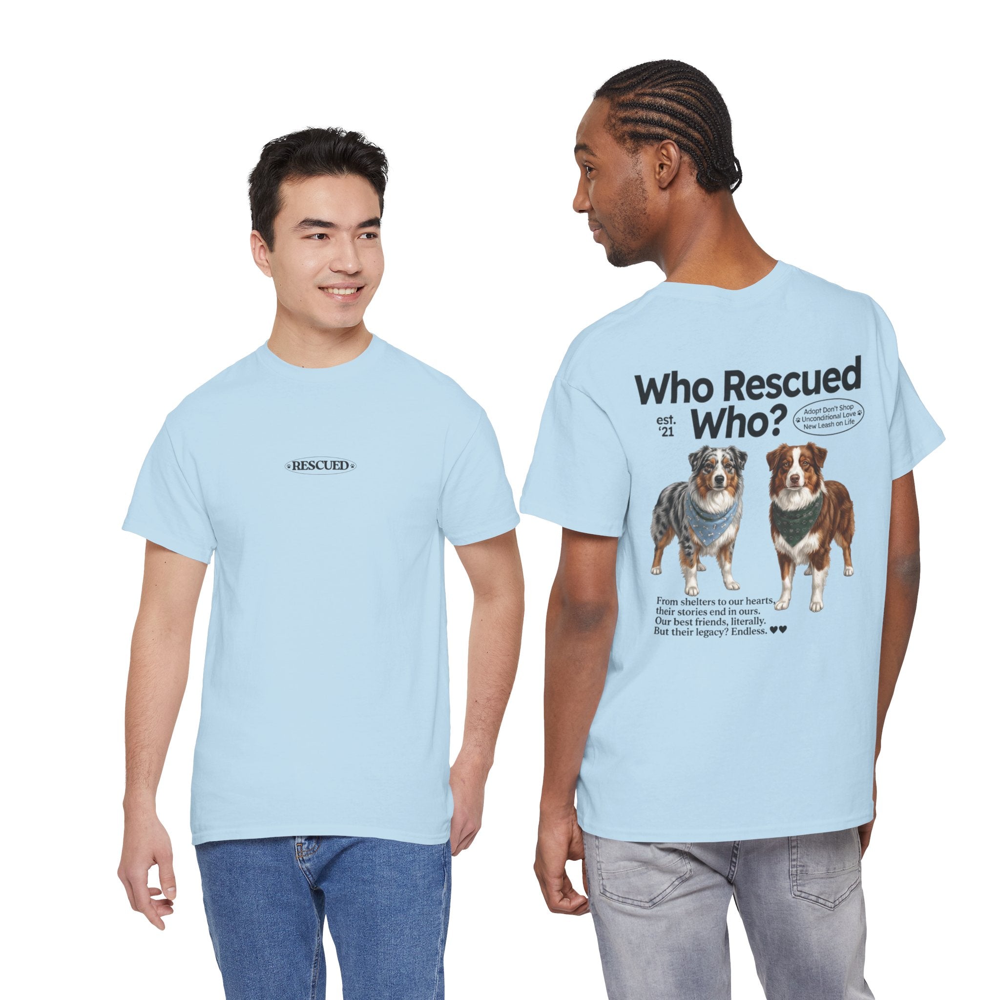 Australian Shepard - Who Rescued Who? T-Shirt