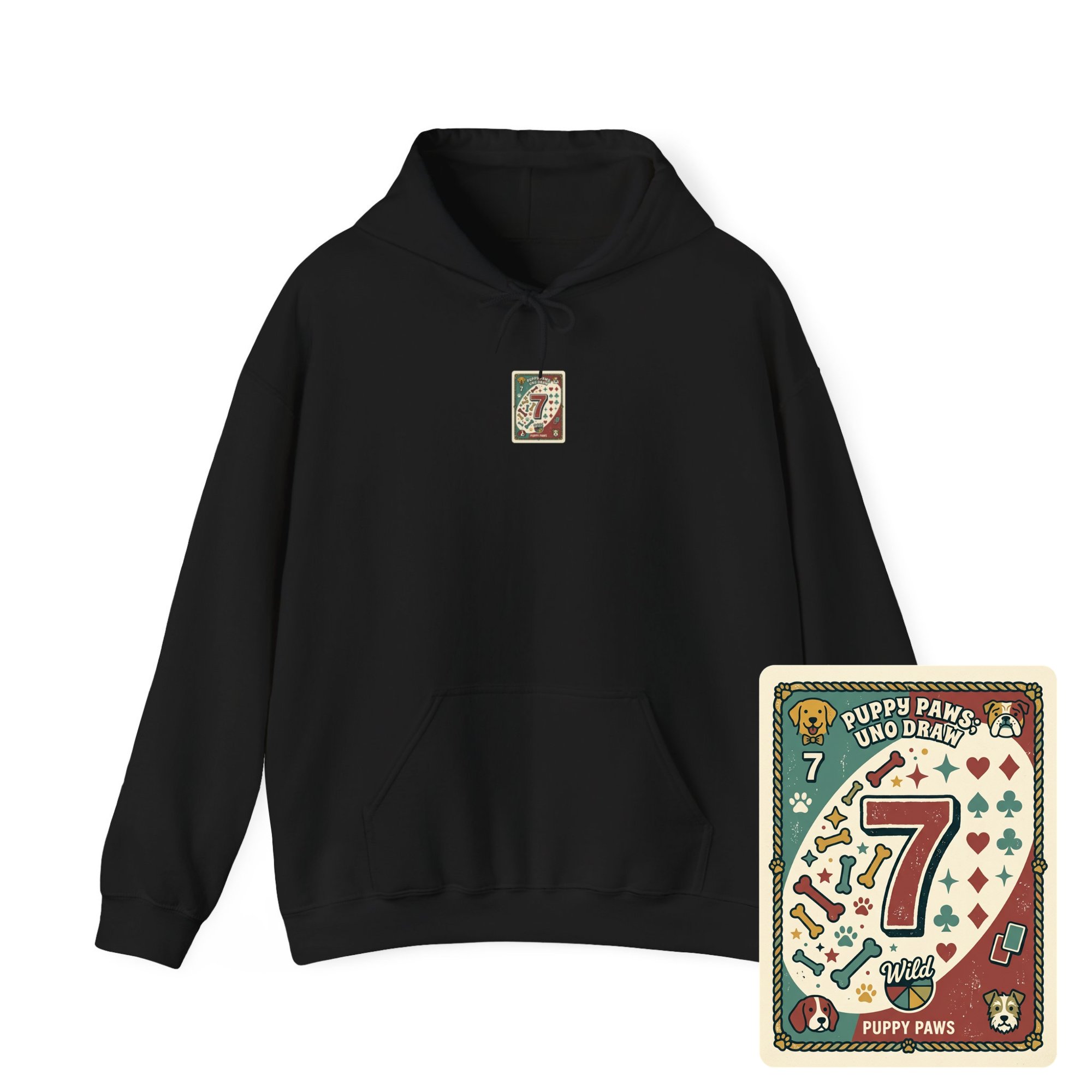 Puppy Paws, Uno Draws Hoodie — Funny Dog Lover Sweatshirt