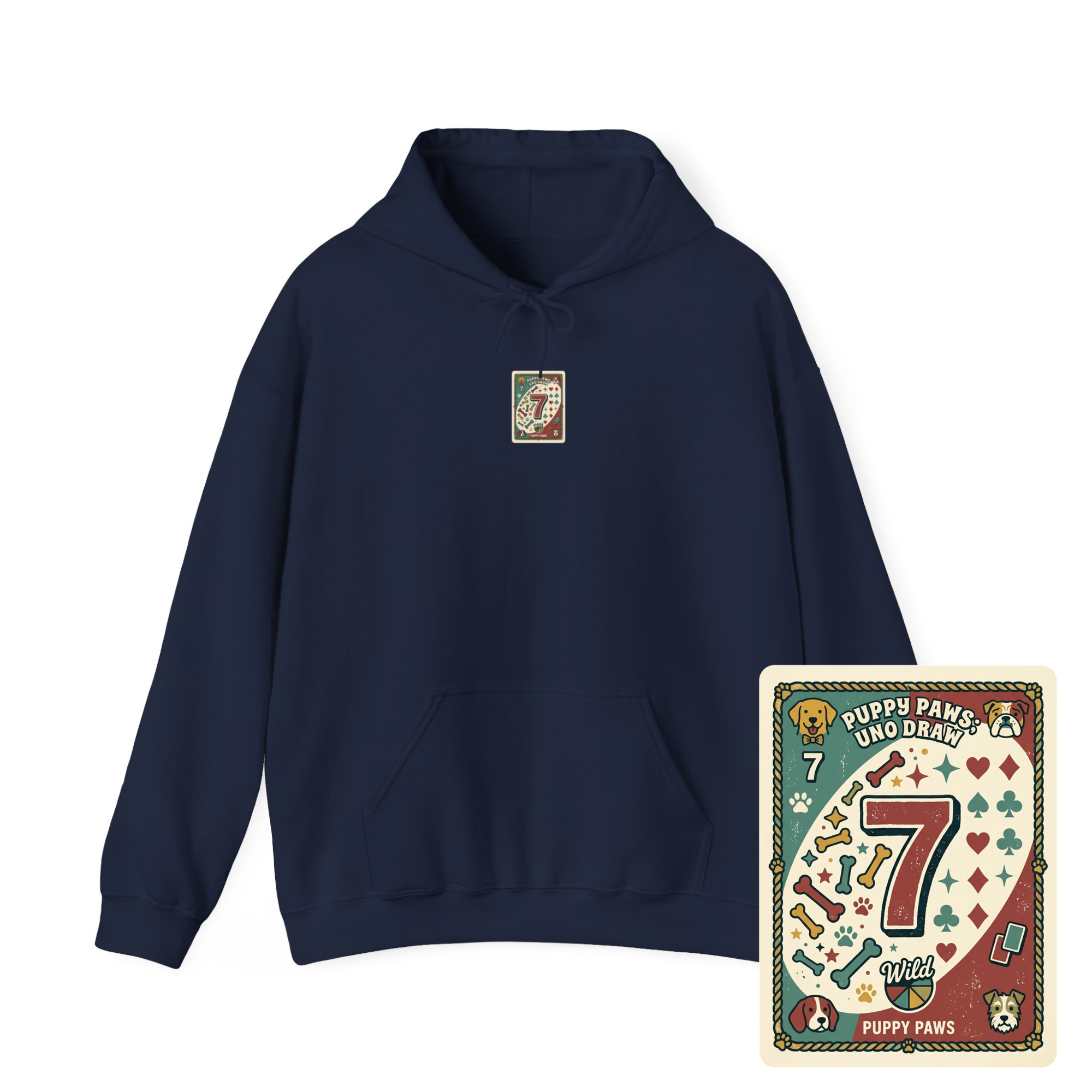 Puppy Paws, Uno Draws Hoodie — Funny Dog Lover Sweatshirt