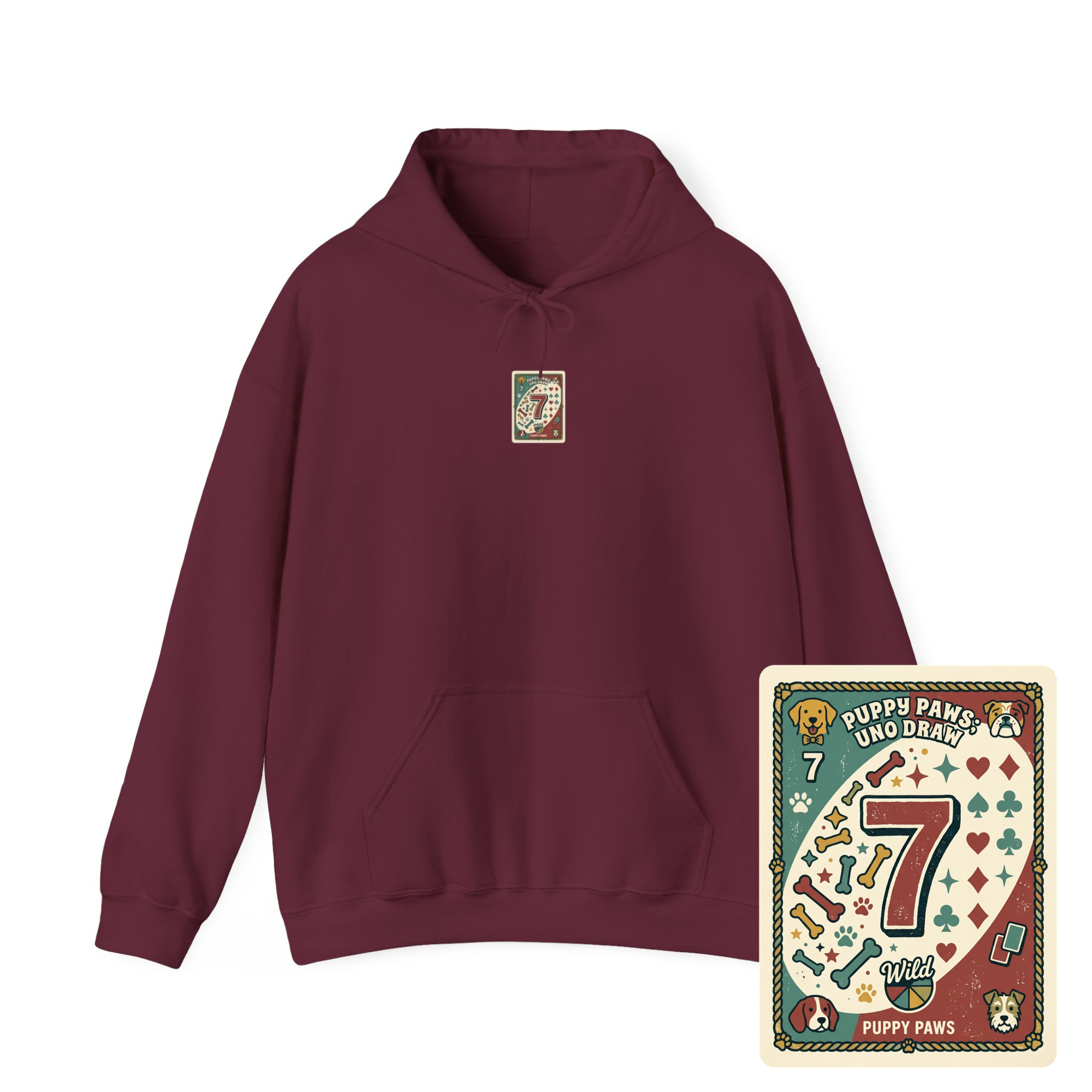 Puppy Paws, Uno Draws Hoodie — Funny Dog Lover Sweatshirt
