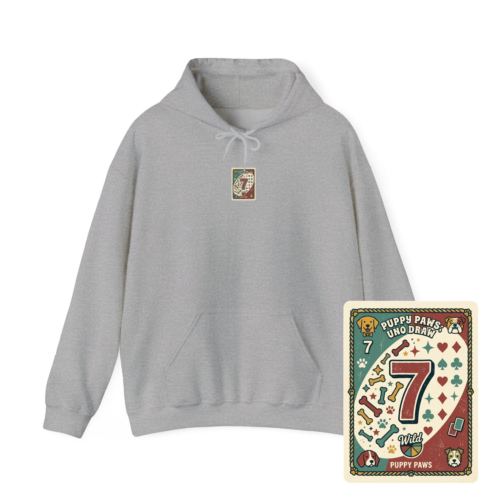 Puppy Paws, Uno Draws Hoodie — Funny Dog Lover Sweatshirt