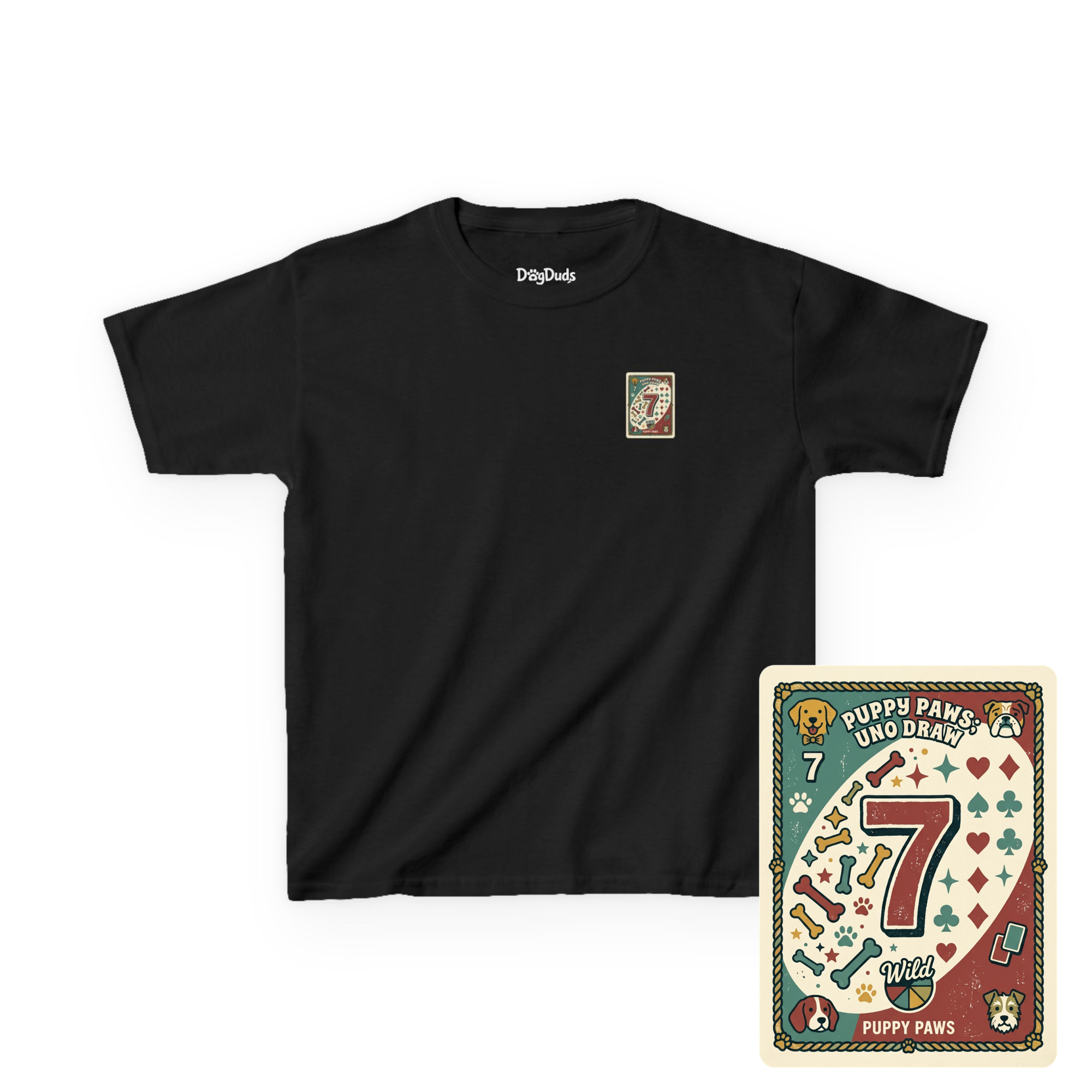 Kids 'Puppy Paws, Uno Draws' T-Shirt