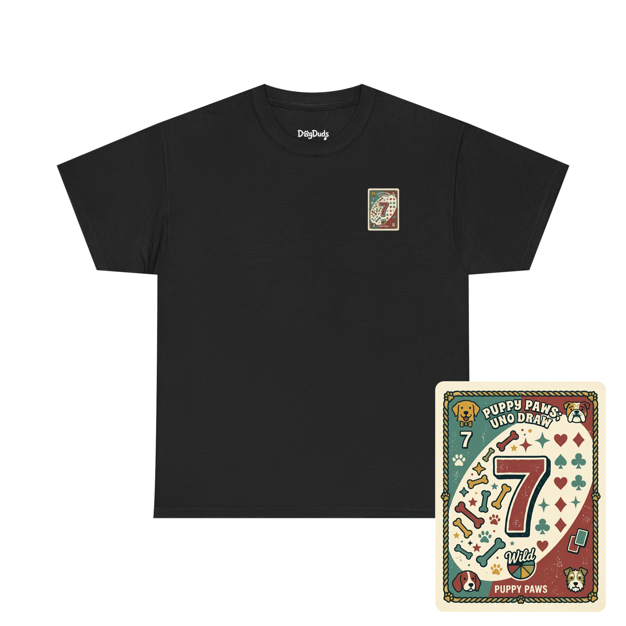 Puppy Paws, Uno Draws T-Shirt — Funny Dog Lover Card Game Tee