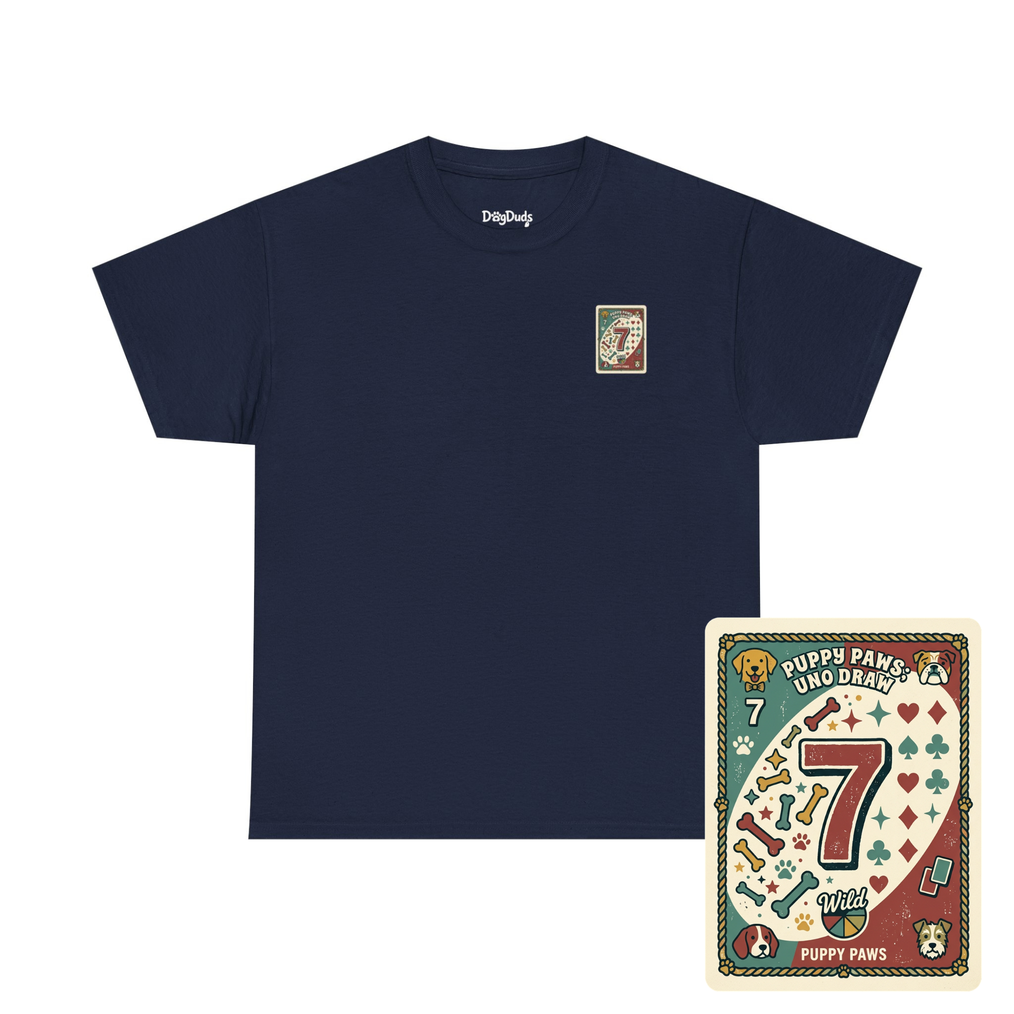 Puppy Paws, Uno Draws T-Shirt — Funny Dog Lover Card Game Tee