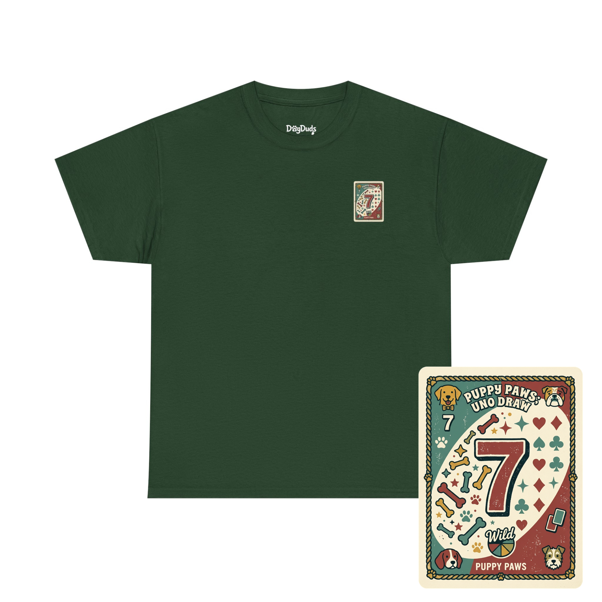 Puppy Paws, Uno Draws T-Shirt — Funny Dog Lover Card Game Tee