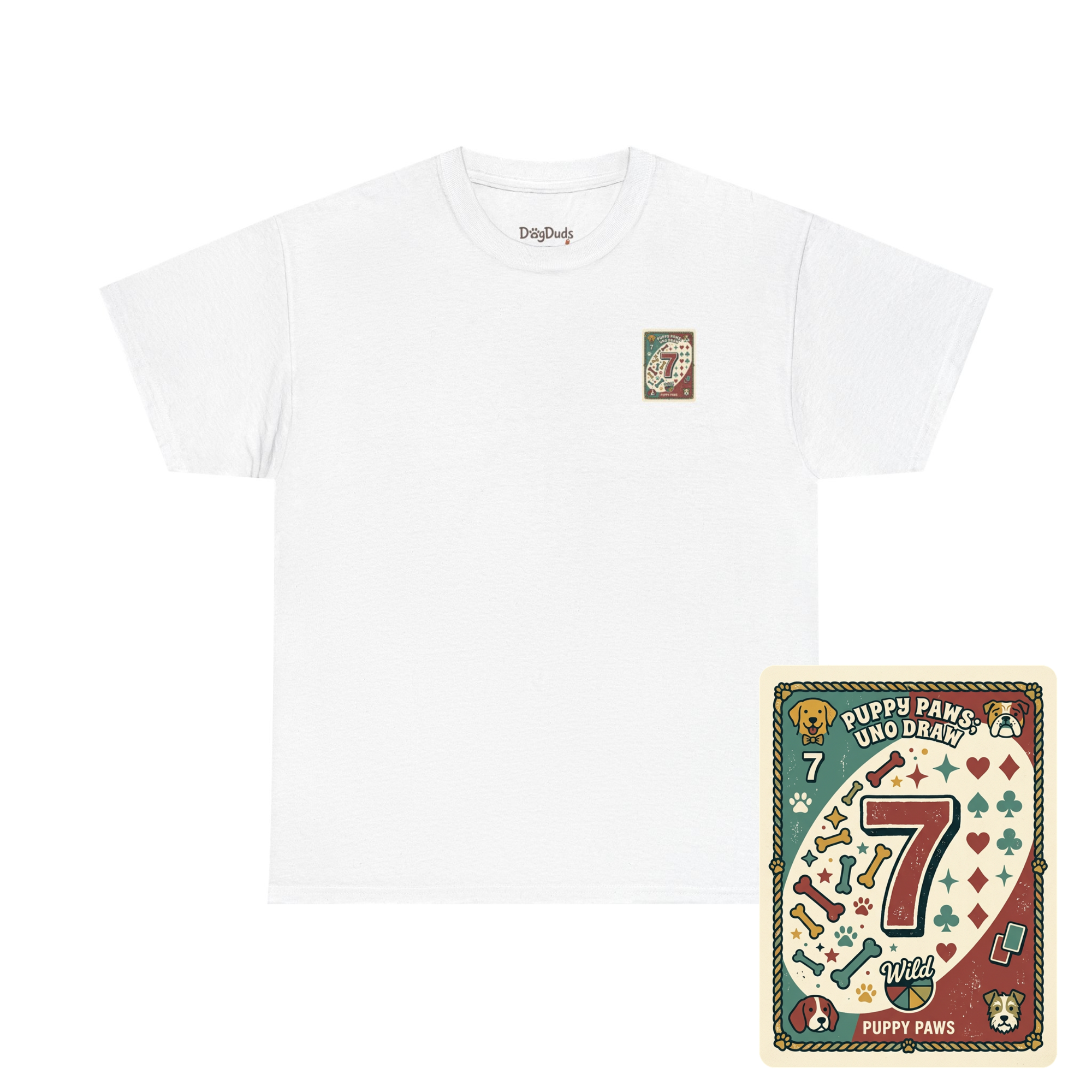 Puppy Paws, Uno Draws T-Shirt — Funny Dog Lover Card Game Tee