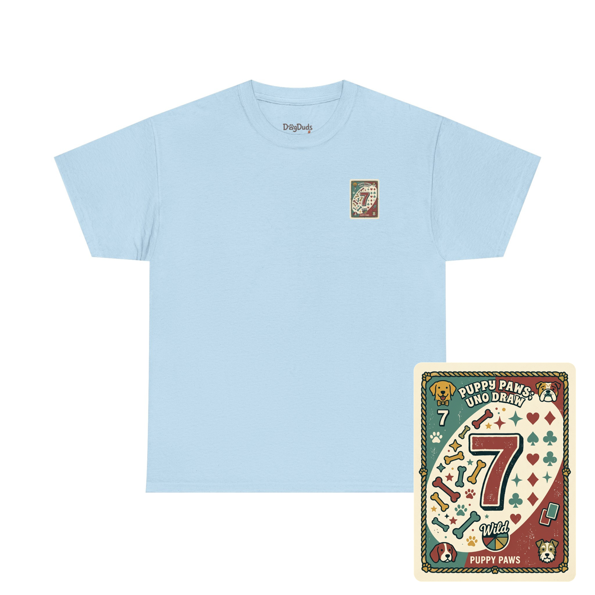 Puppy Paws, Uno Draws T-Shirt — Funny Dog Lover Card Game Tee