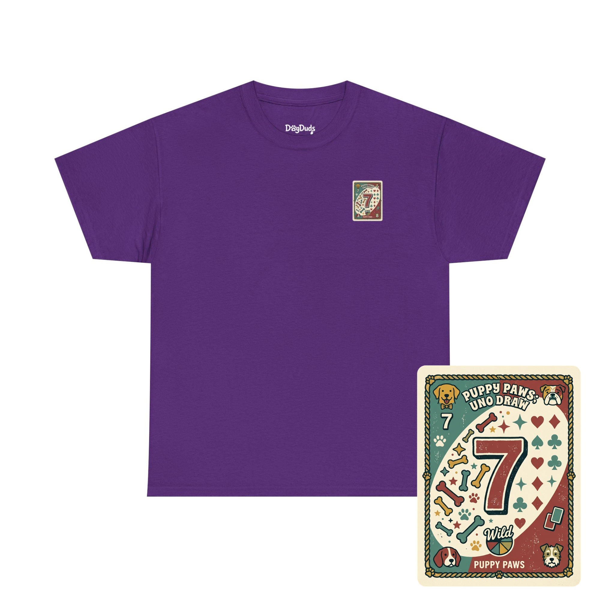 Puppy Paws, Uno Draws T-Shirt — Funny Dog Lover Card Game Tee