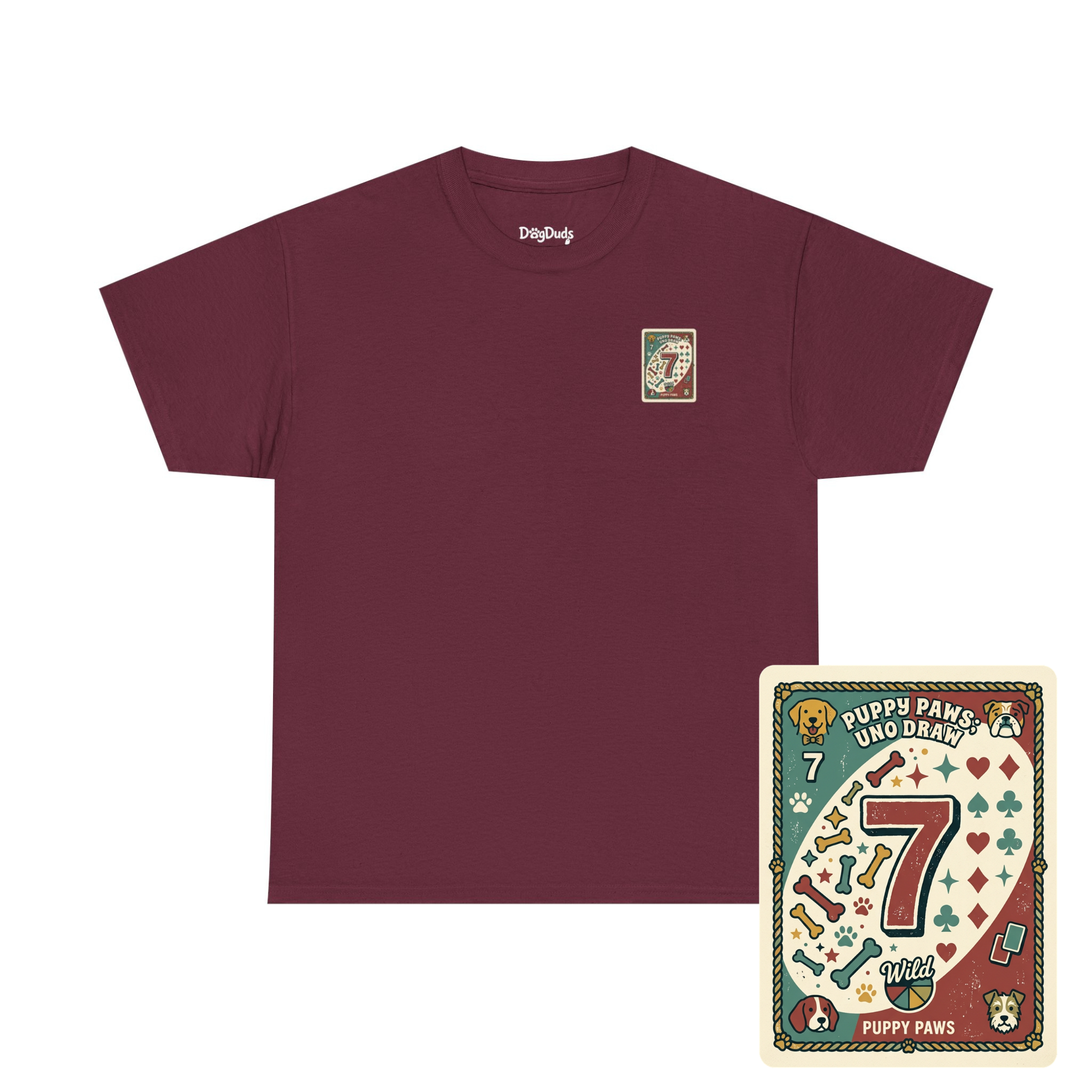 Puppy Paws, Uno Draws T-Shirt — Funny Dog Lover Card Game Tee