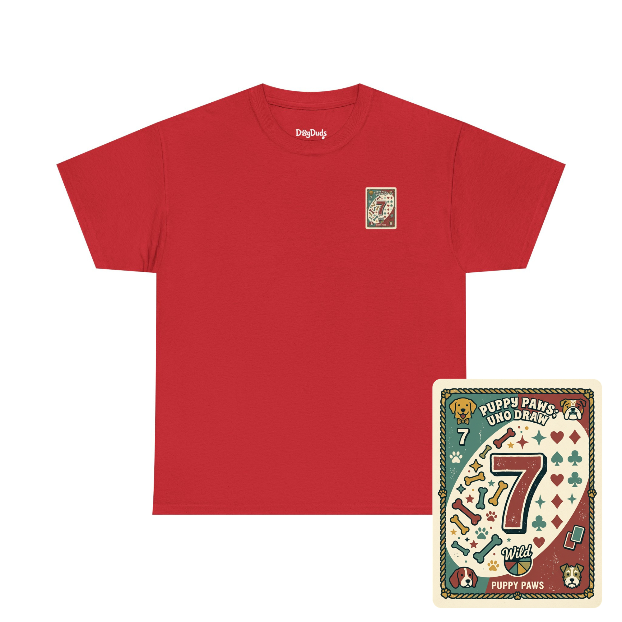 Puppy Paws, Uno Draws T-Shirt — Funny Dog Lover Card Game Tee