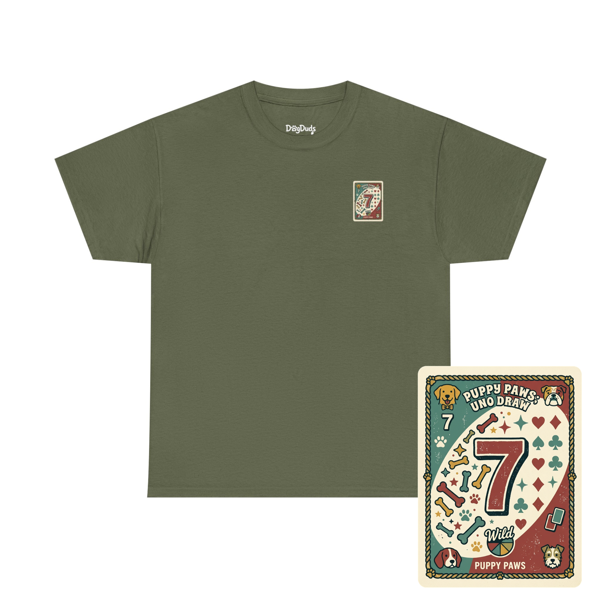 Puppy Paws, Uno Draws T-Shirt — Funny Dog Lover Card Game Tee