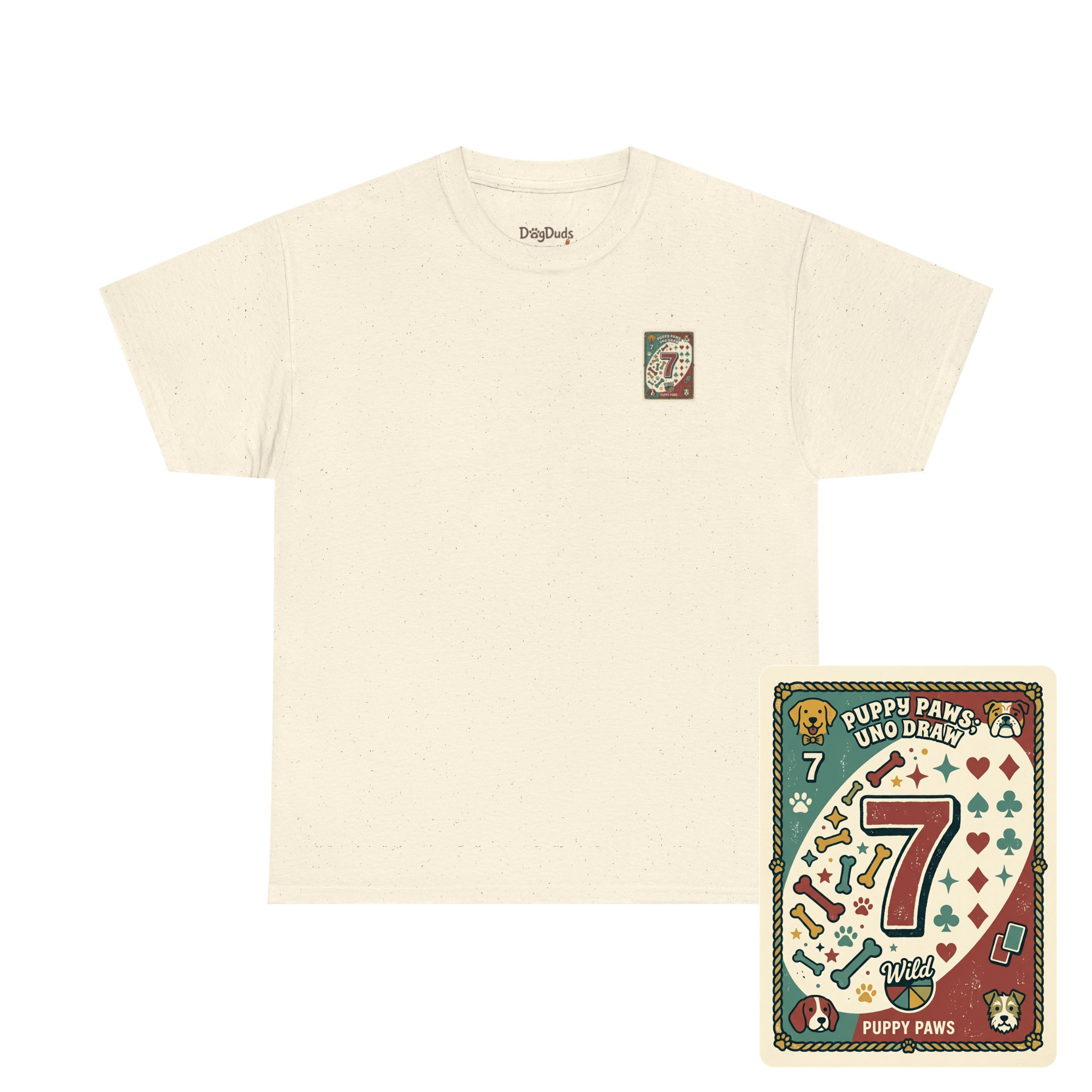 Puppy Paws, Uno Draws T-Shirt — Funny Dog Lover Card Game Tee