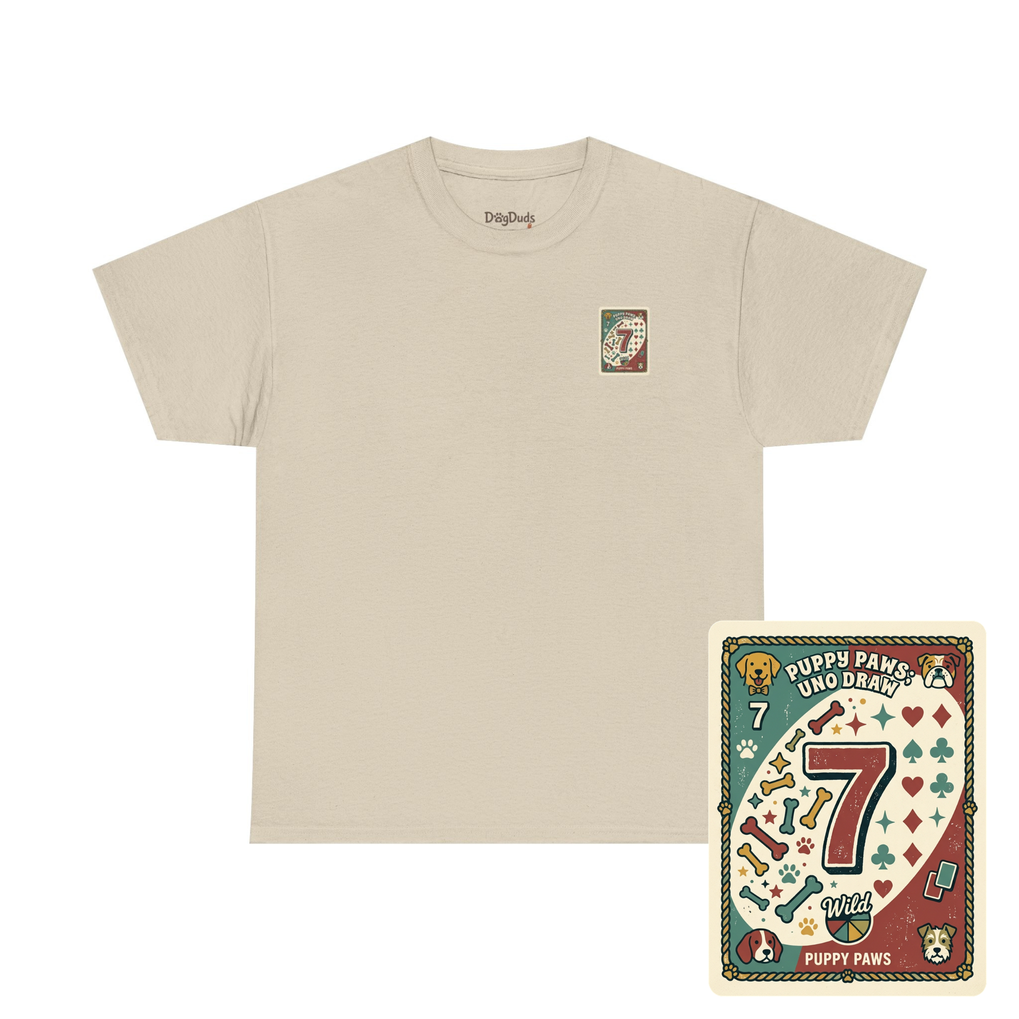 Puppy Paws, Uno Draws T-Shirt — Funny Dog Lover Card Game Tee