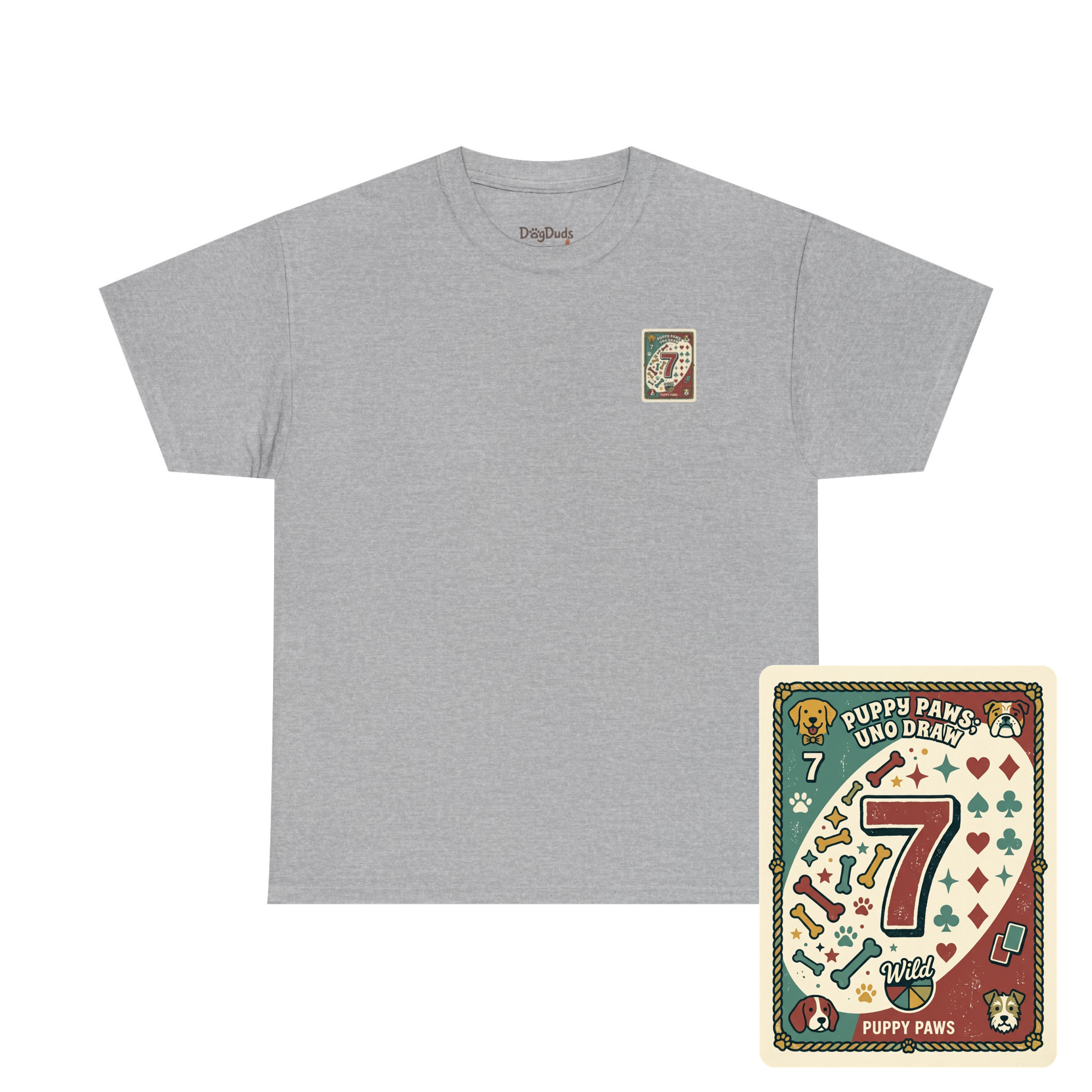 Puppy Paws, Uno Draws T-Shirt — Funny Dog Lover Card Game Tee