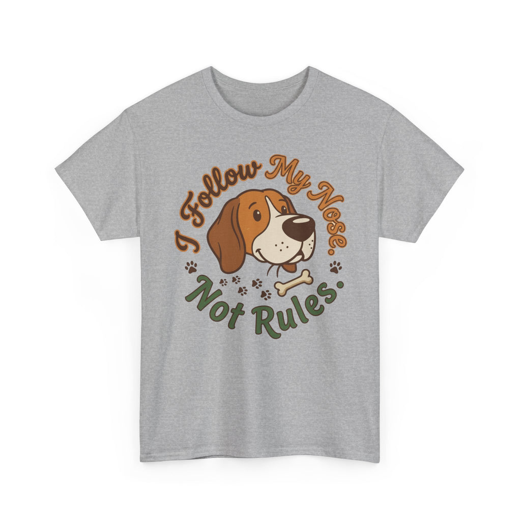 Beagle “I Follow My Nose. Not Rules.” Unisex Heavy Cotton Tee