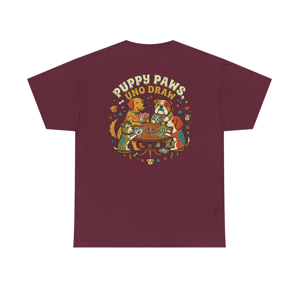 Puppy Paws, Uno Draws T-Shirt — Funny Dog Lover Card Game Tee