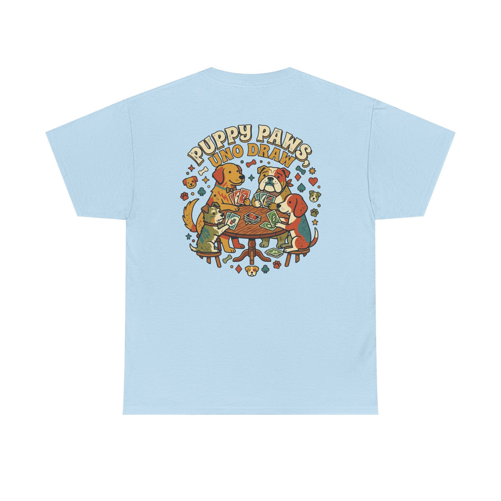 Puppy Paws, Uno Draws T-Shirt — Funny Dog Lover Card Game Tee
