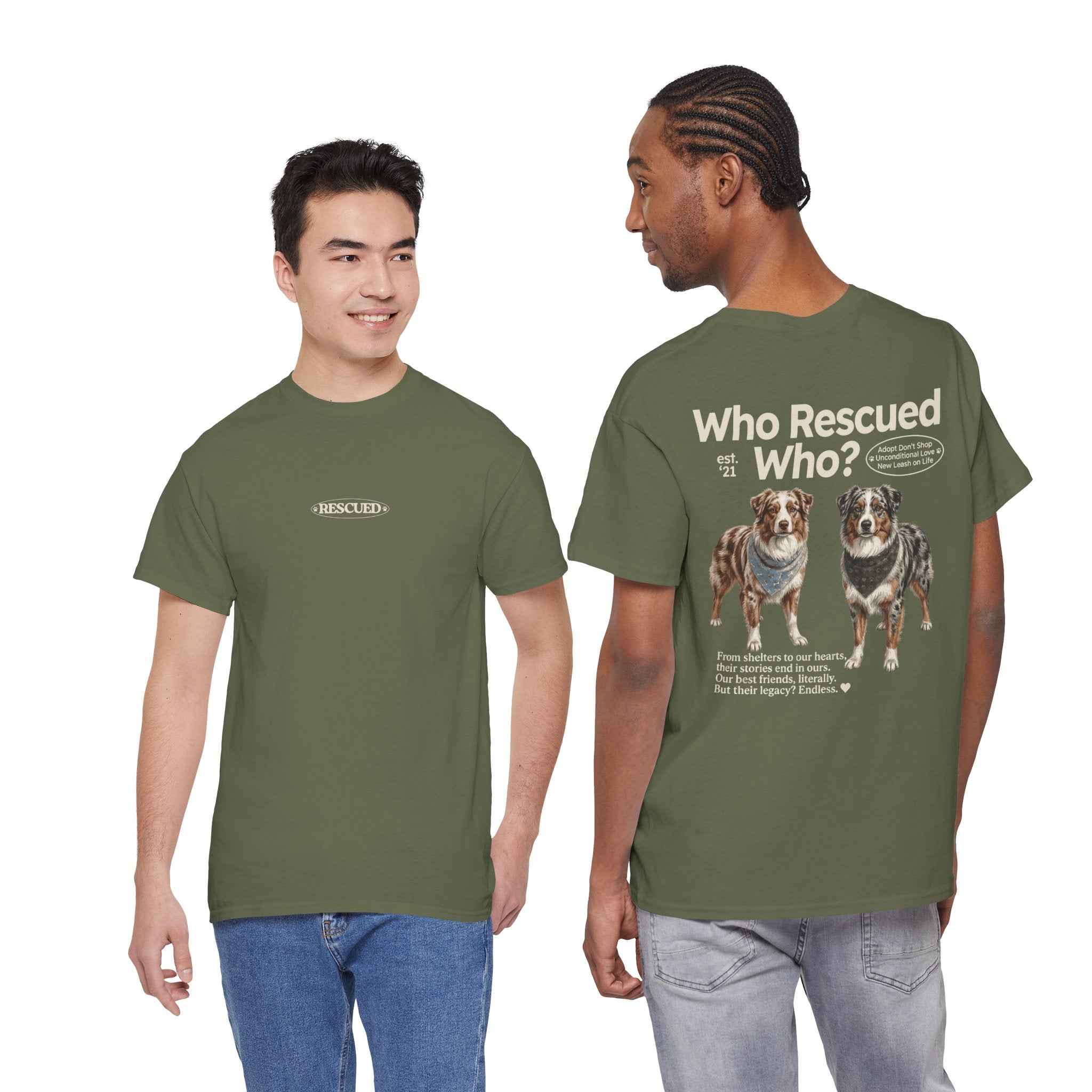 Australian Shepard - Who Rescued Who? T-Shirt