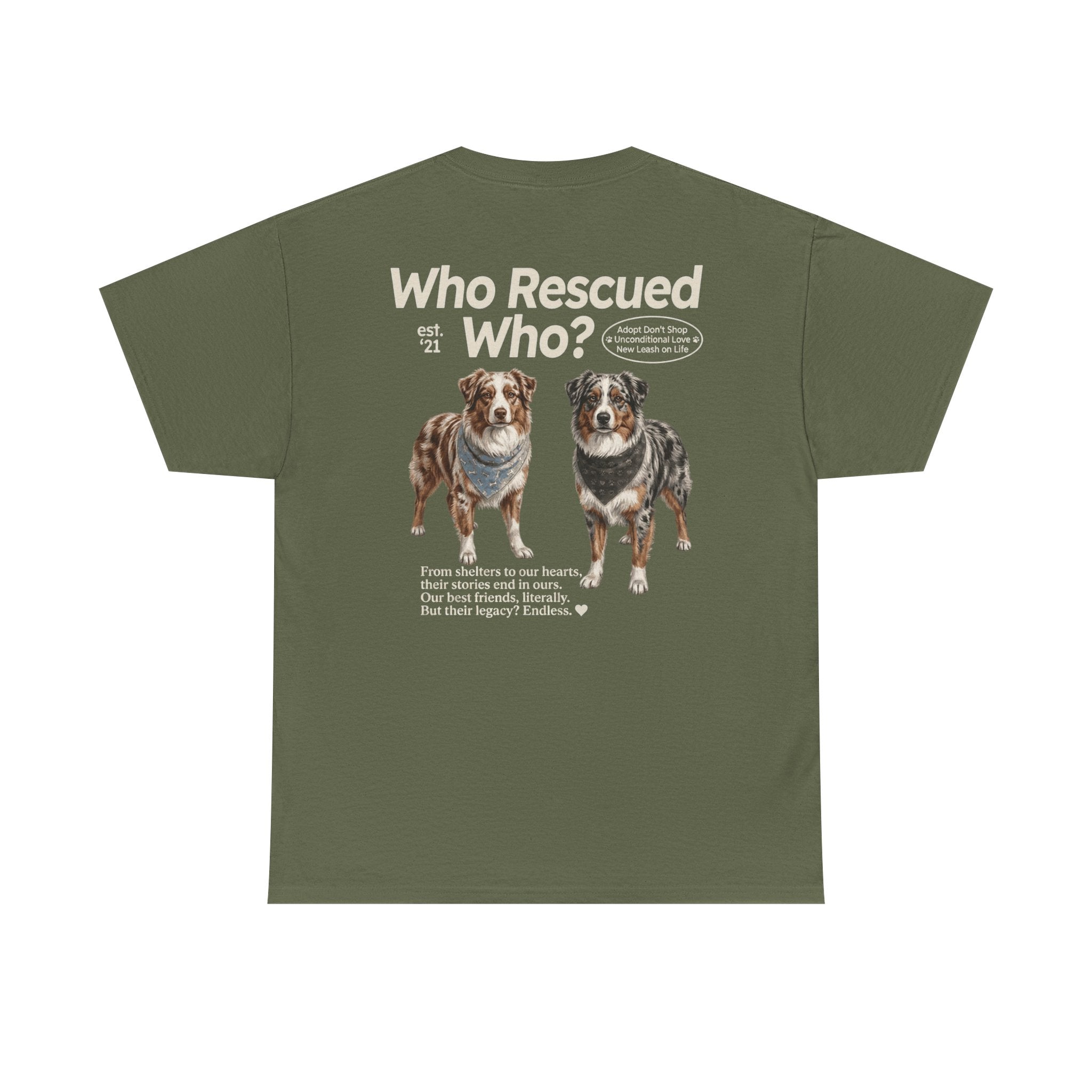 Australian Shepard - Who Rescued Who? T-Shirt