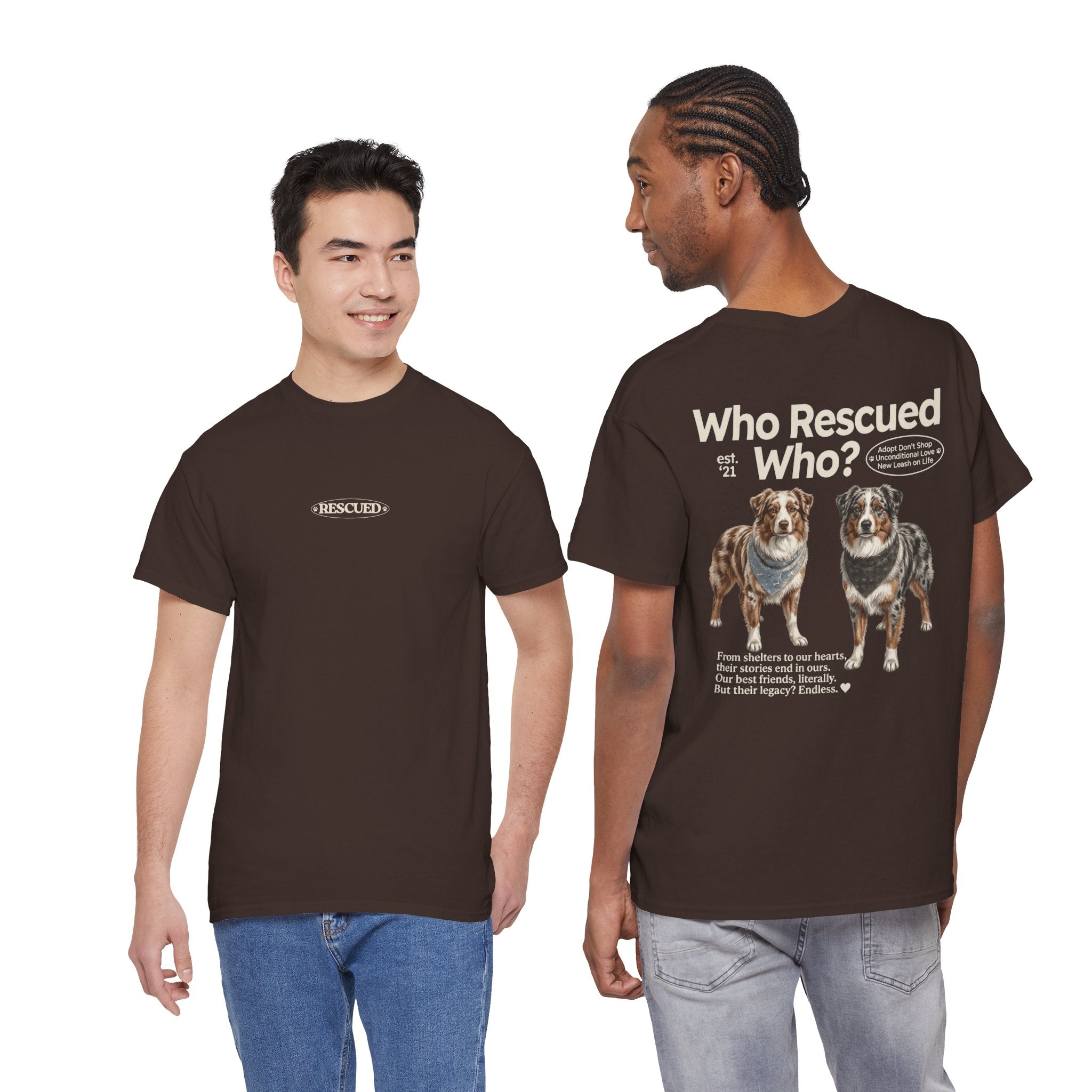 Australian Shepard - Who Rescued Who? T-Shirt