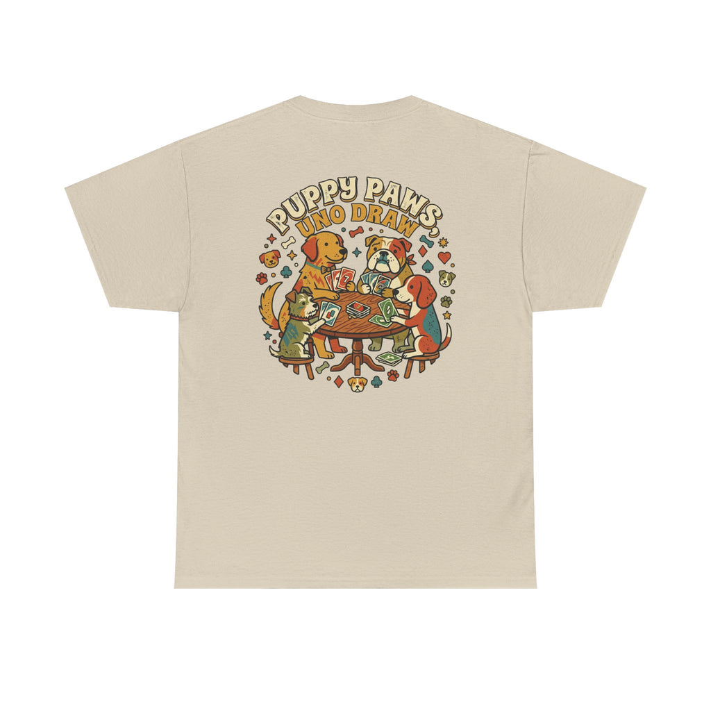 Puppy Paws, Uno Draws T-Shirt — Funny Dog Lover Card Game Tee