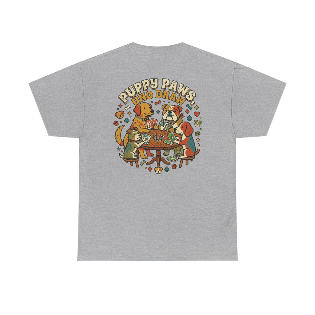 Puppy Paws, Uno Draws T-Shirt — Funny Dog Lover Card Game Tee